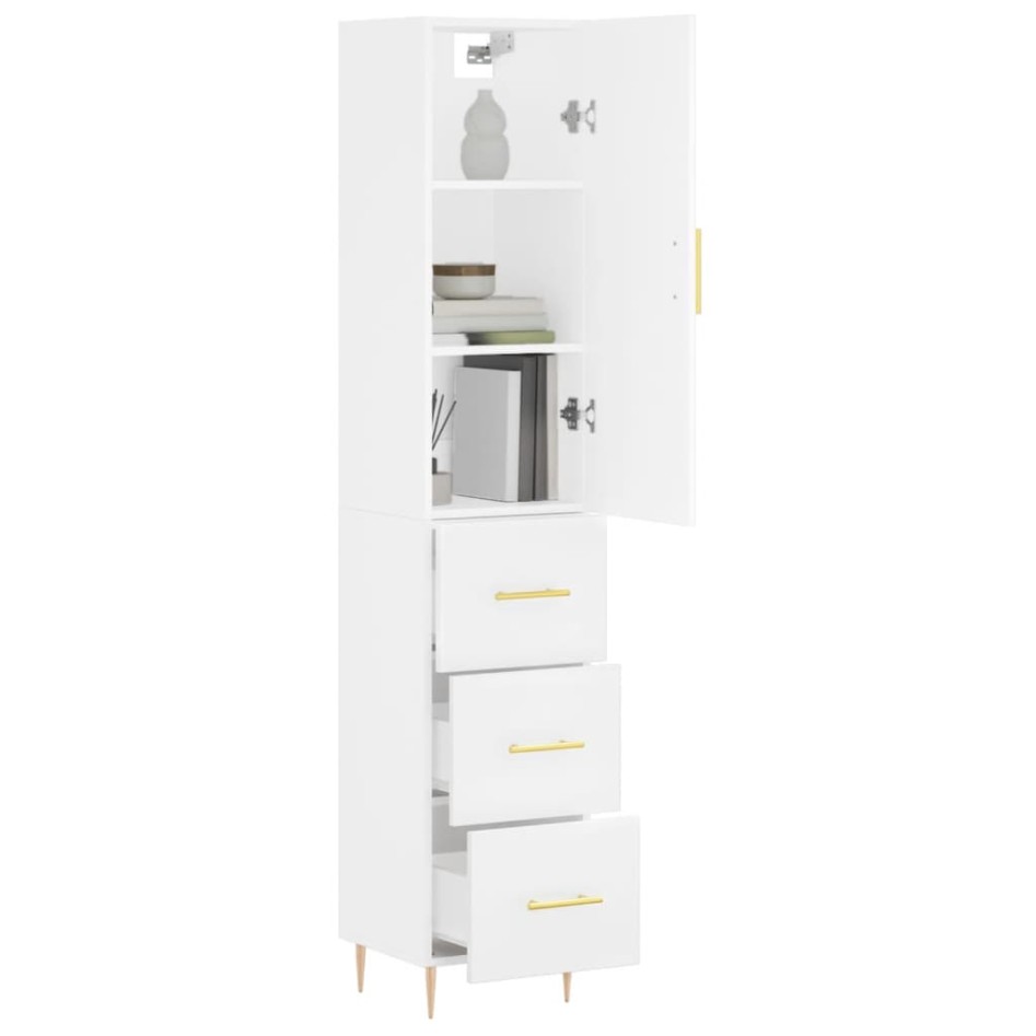 Aparador alto madera contrachapada blanco 34,5x34x180