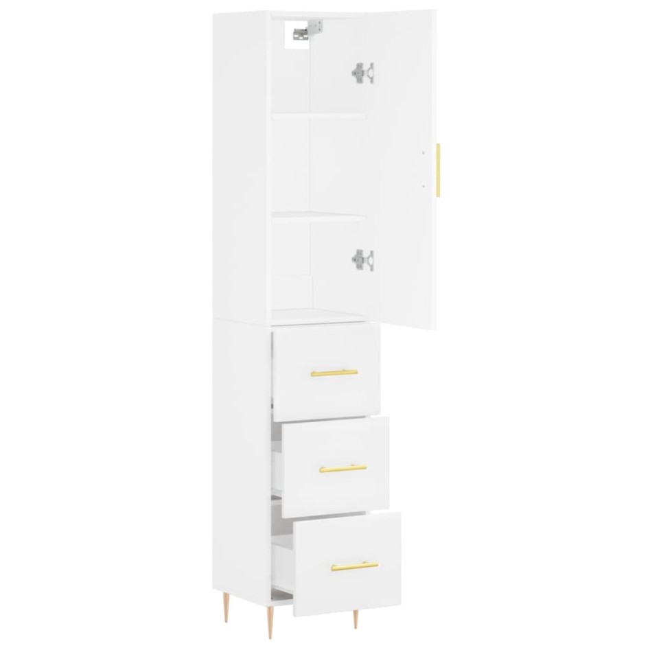 Aparador alto madera contrachapada blanco 34,5x34x180