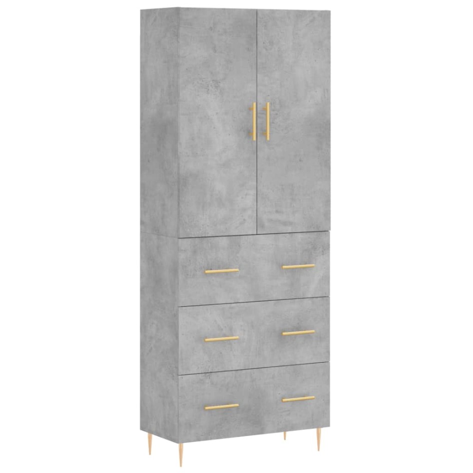 Aparador alto madera contrachapada gris hormigón 69,5x34x180