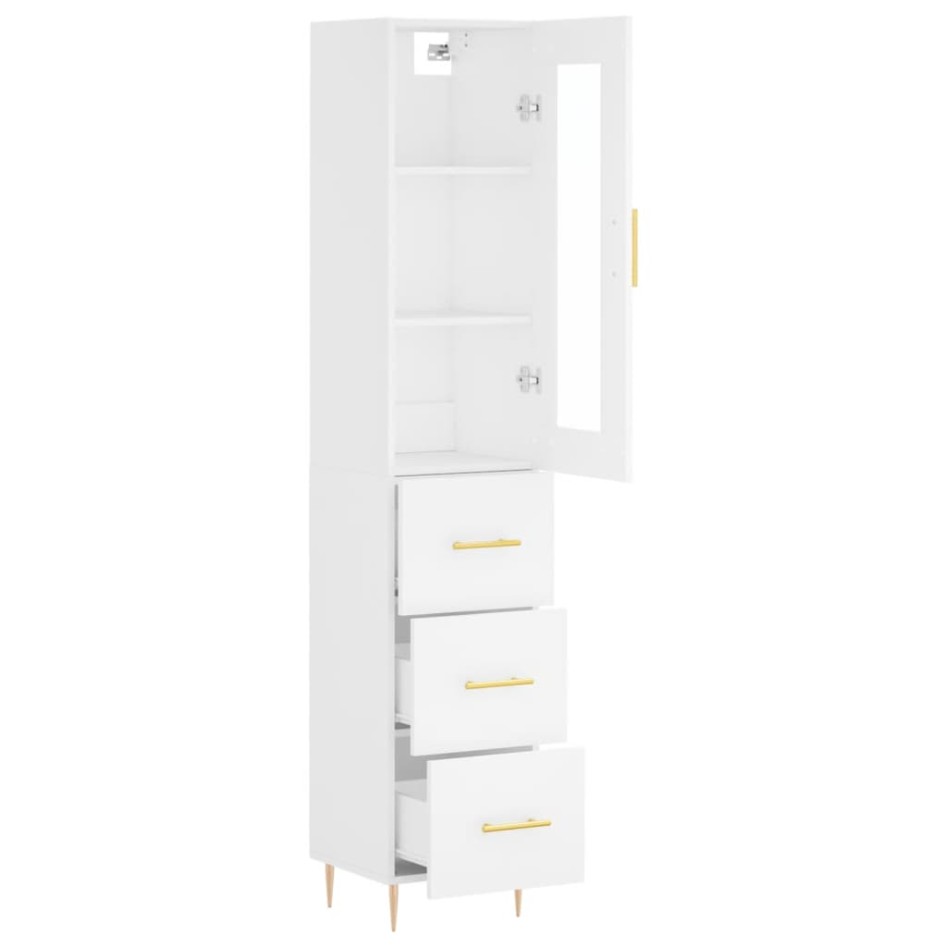 Aparador alto madera contrachapada blanco 34,5x34x180