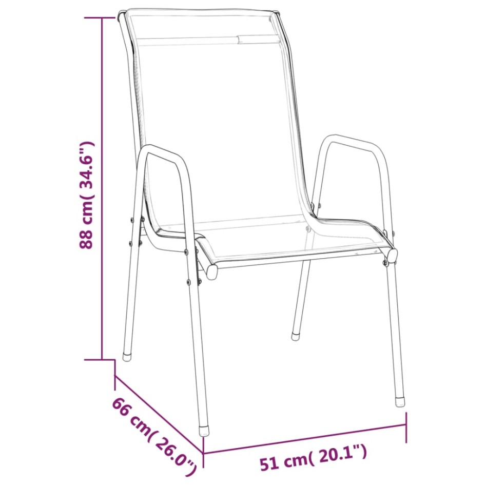 Juego de comedor para jardín 3 piezas acero y textilene