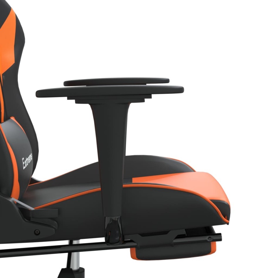 Silla gaming con reposapiés cuero sintético negro