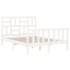 Estructura de cama con cabecero madera maciza blanco 120x200