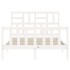 Estructura de cama con cabecero madera maciza blanco 120x200