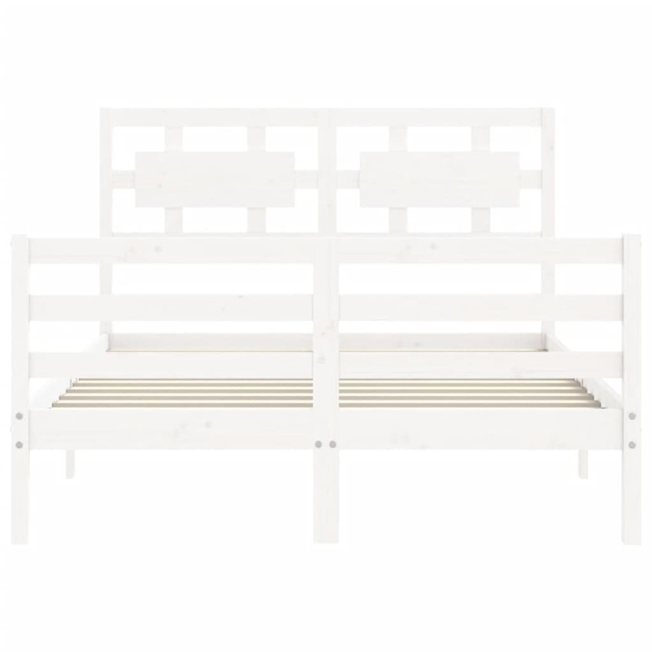 Estructura de cama con cabecero madera maciza blanco 140x190