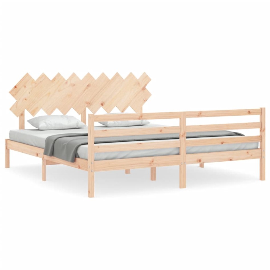 Estructura de cama de matrimonio con cabecero madera