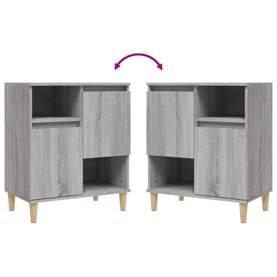 Aparadores 3 uds madera contrachapada gris Sonoma 60x35x70