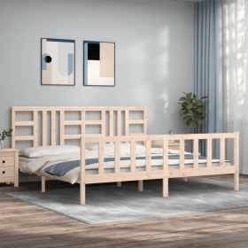 Estructura de cama con cabecero madera maciza 200x200