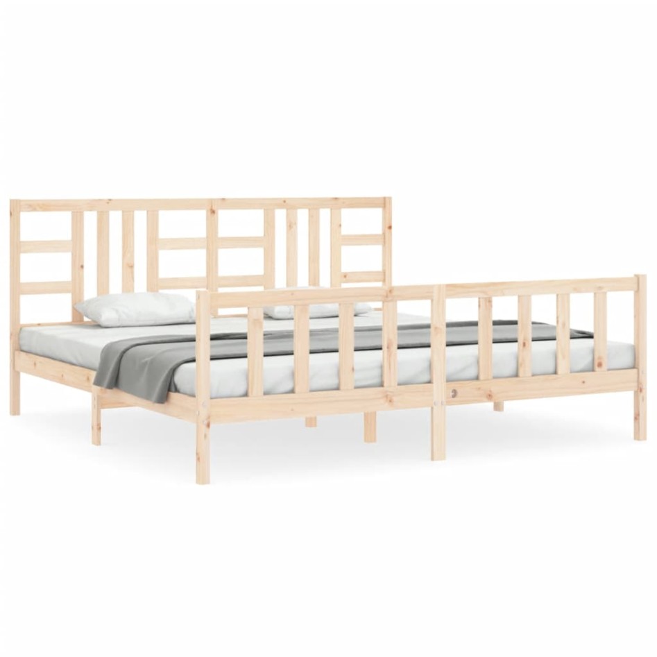 Estructura de cama con cabecero madera maciza 200x200