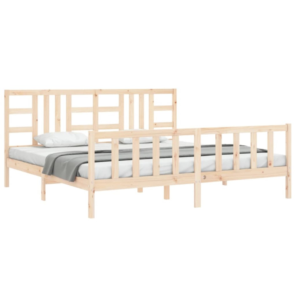 Estructura de cama con cabecero madera maciza 200x200