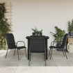 Juego de comedor para jardín 5 piezas acero y textilene negro