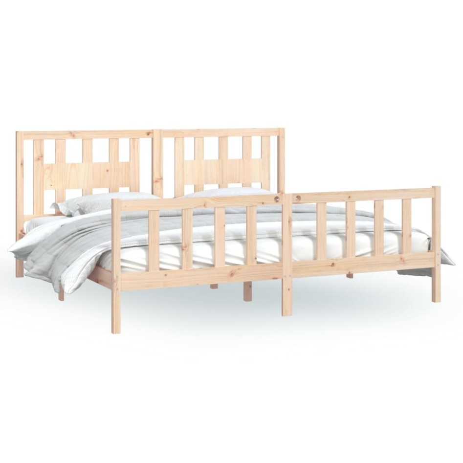 Estructura de cama con cabecero madera maciza de pino