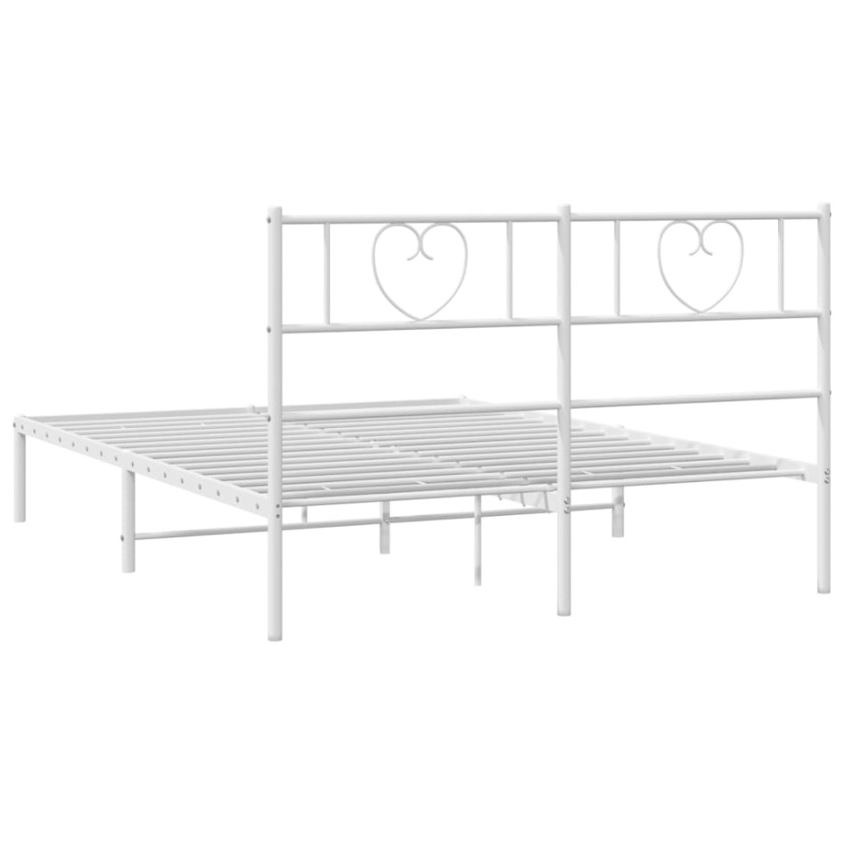 Estructura de cama de metal con cabecero blanca 150x200