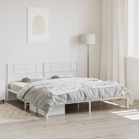 Estructura de cama de metal con cabecero blanco 193x203