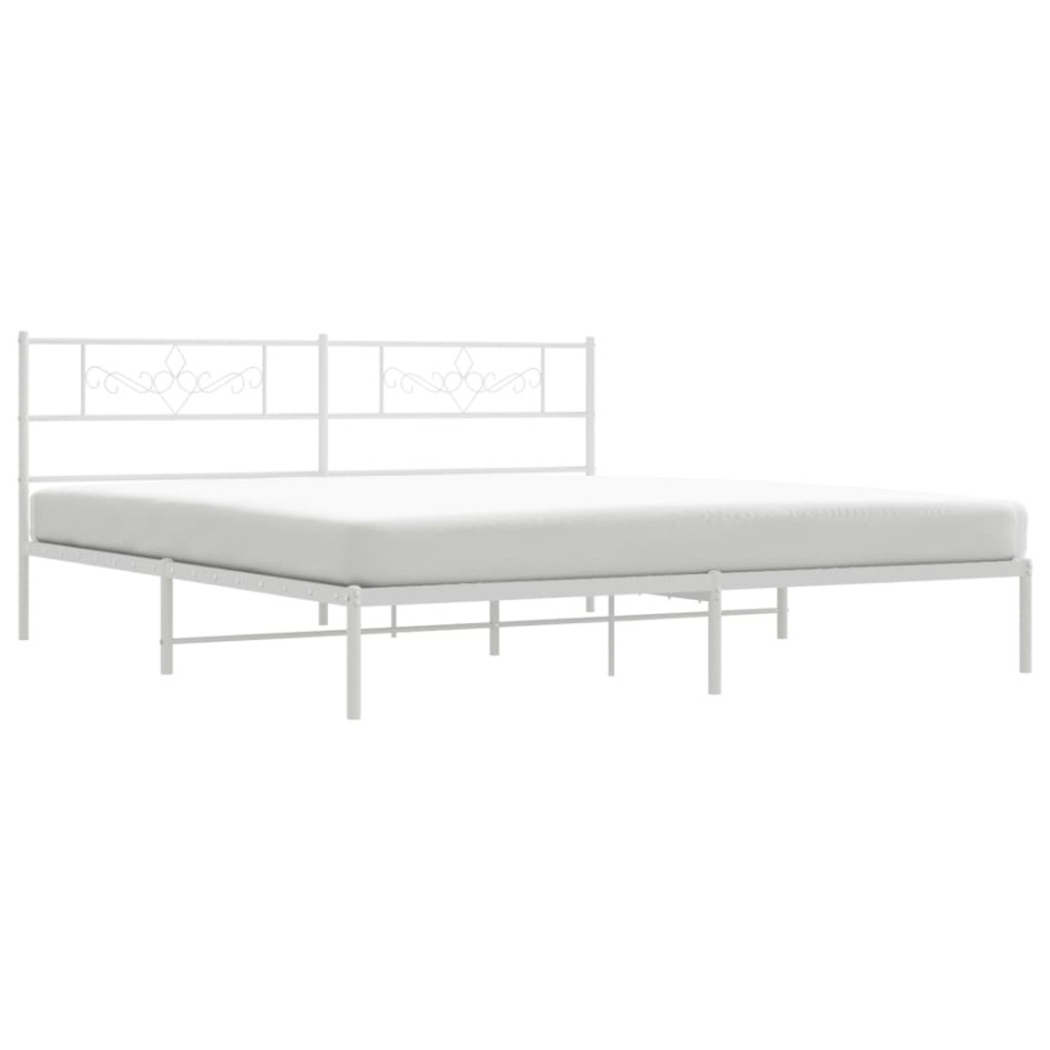 Estructura de cama de metal con cabecero blanco 193x203