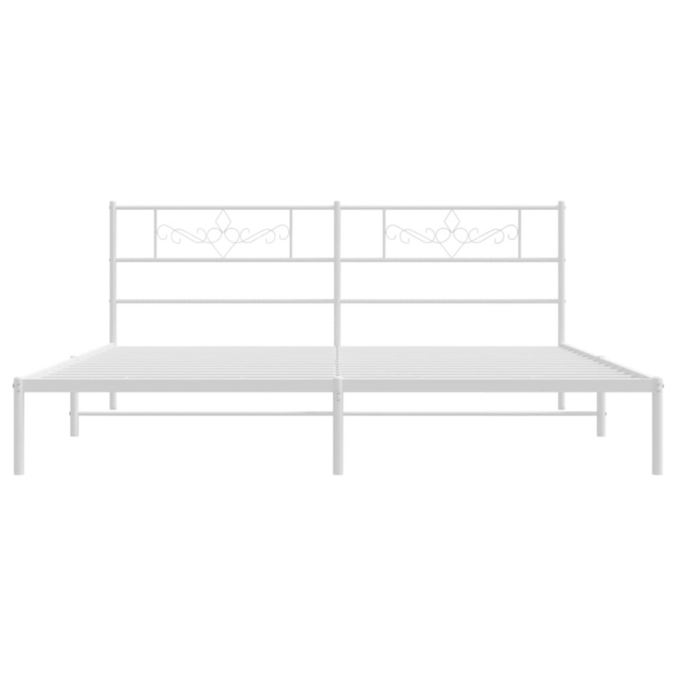 Estructura de cama de metal con cabecero blanco 193x203