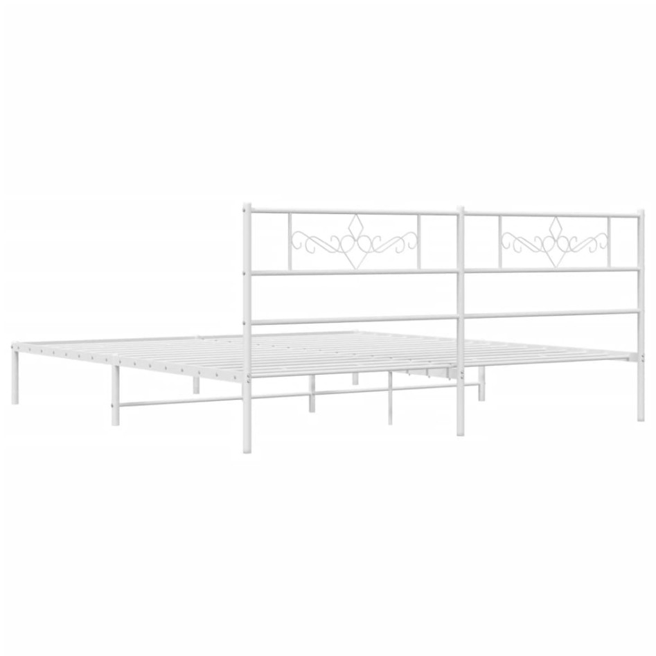 Estructura de cama de metal con cabecero blanco 193x203