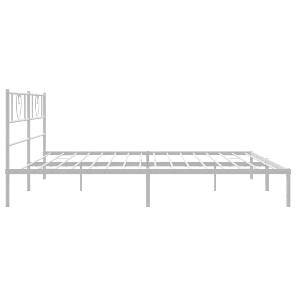 Estructura de cama de metal con cabecero blanco 180x200