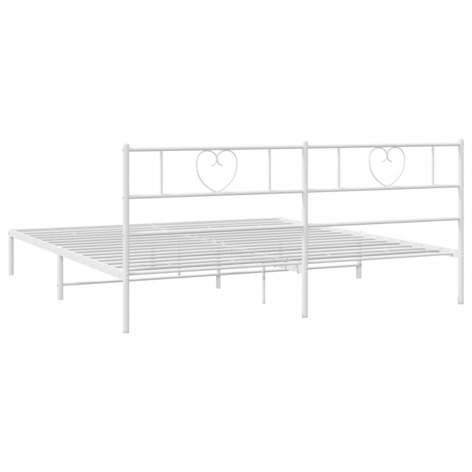 Estructura de cama de metal con cabecero blanco 180x200