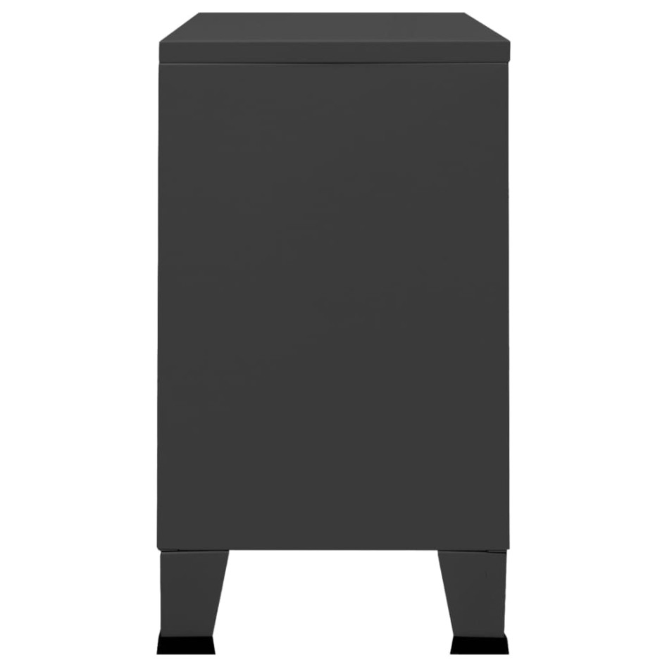 Aparador industrial metal y vidrio gris antracita 105x35x62