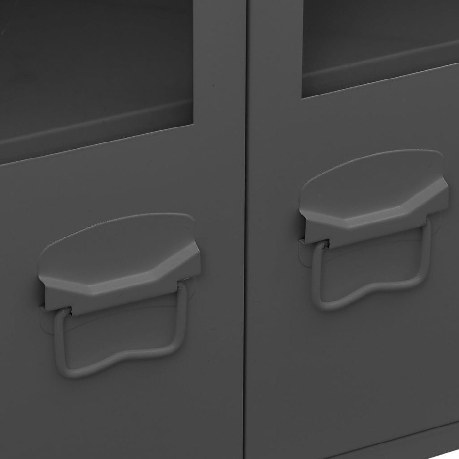 Aparador industrial metal y vidrio gris antracita 105x35x62