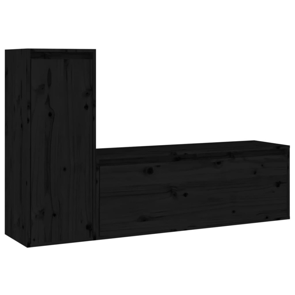 Muebles para TV 2 piezas madera maciza de pino