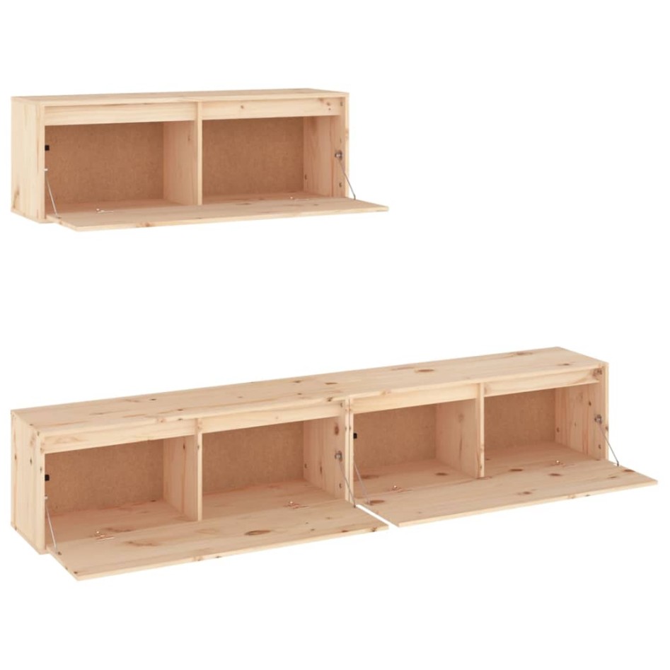 Muebles para TV 3 piezas madera maciza de