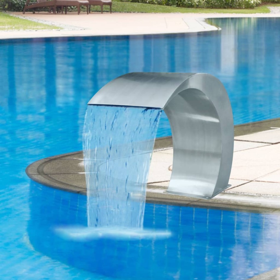 Fuente cascada para piscina de acero inoxidable 45x30x60