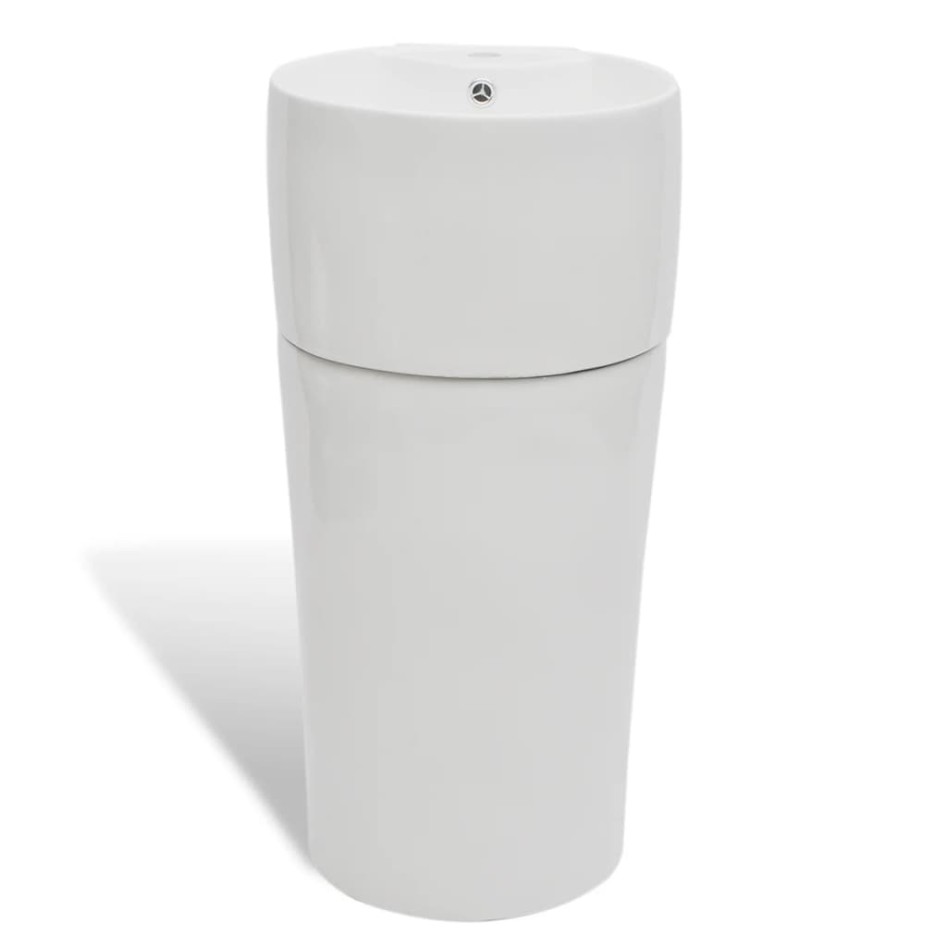 Lavabo de pie redondo de cerámica hueco de grifo/desagüe