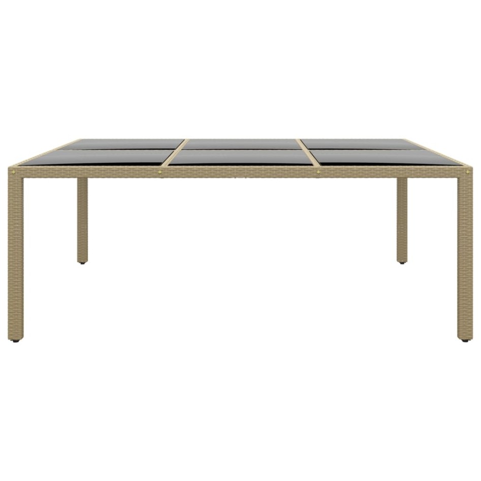 Mesa jardín vidrio templado ratán sintético beige 200x150x75