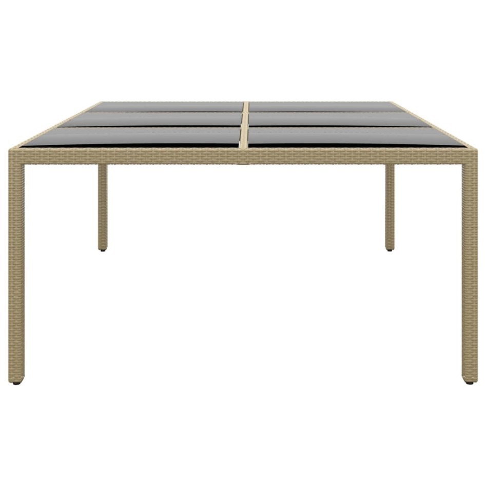 Mesa jardín vidrio templado ratán sintético beige 200x150x75