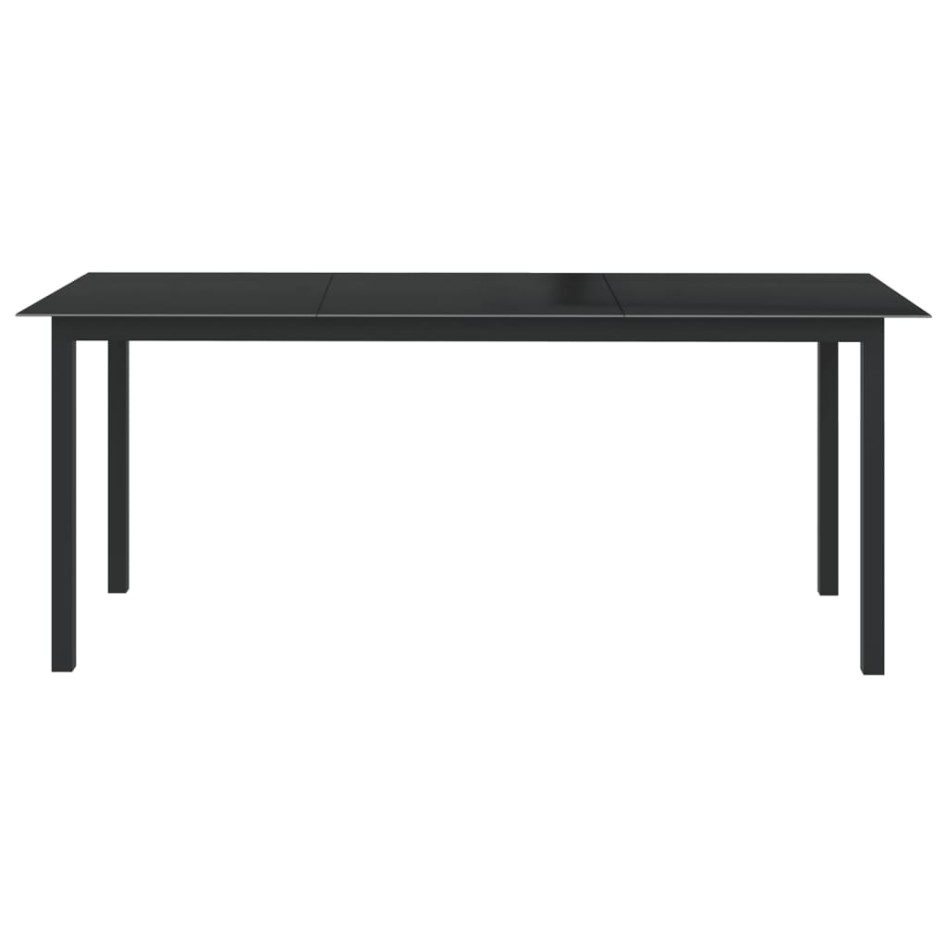 Mesa de jardín de aluminio y vidrio negro