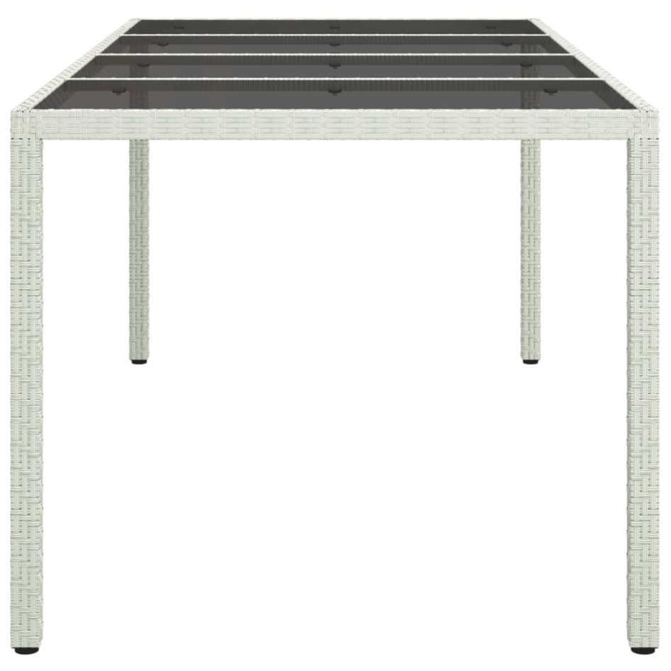 Mesa jardín vidrio templado ratán sintético blanco 190x90x75