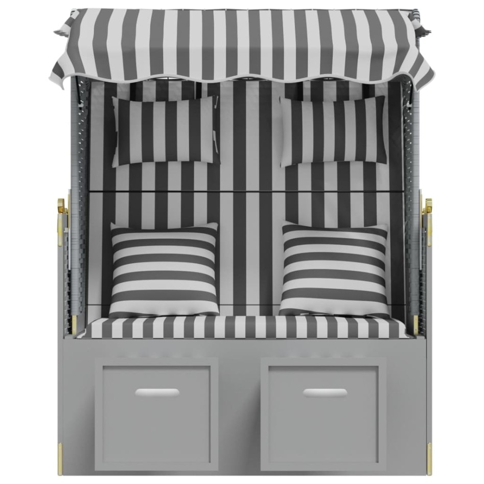 Silla Strandkorb con cojines ratán sintético madera gris