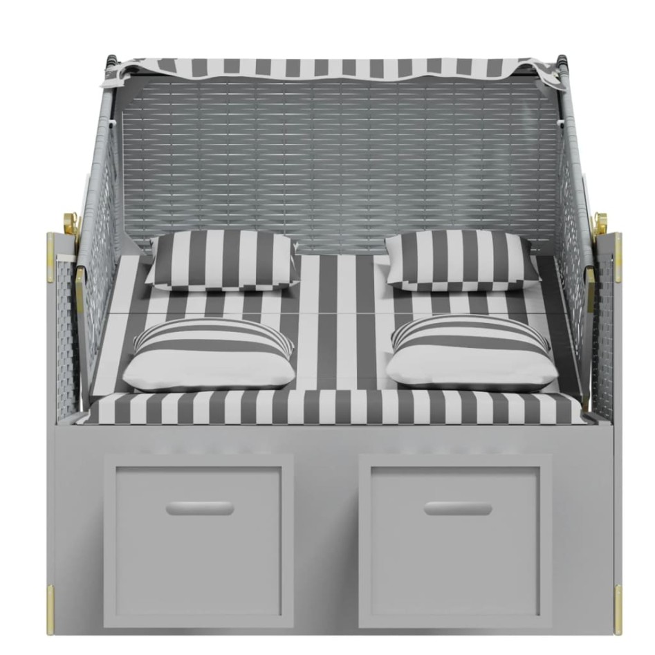 Silla Strandkorb con cojines ratán sintético madera gris