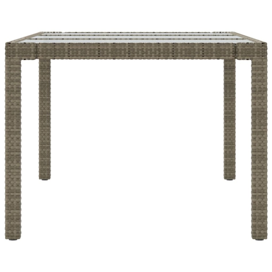 Mesa jardín vidrio templado ratán sintético gris 190x90x75