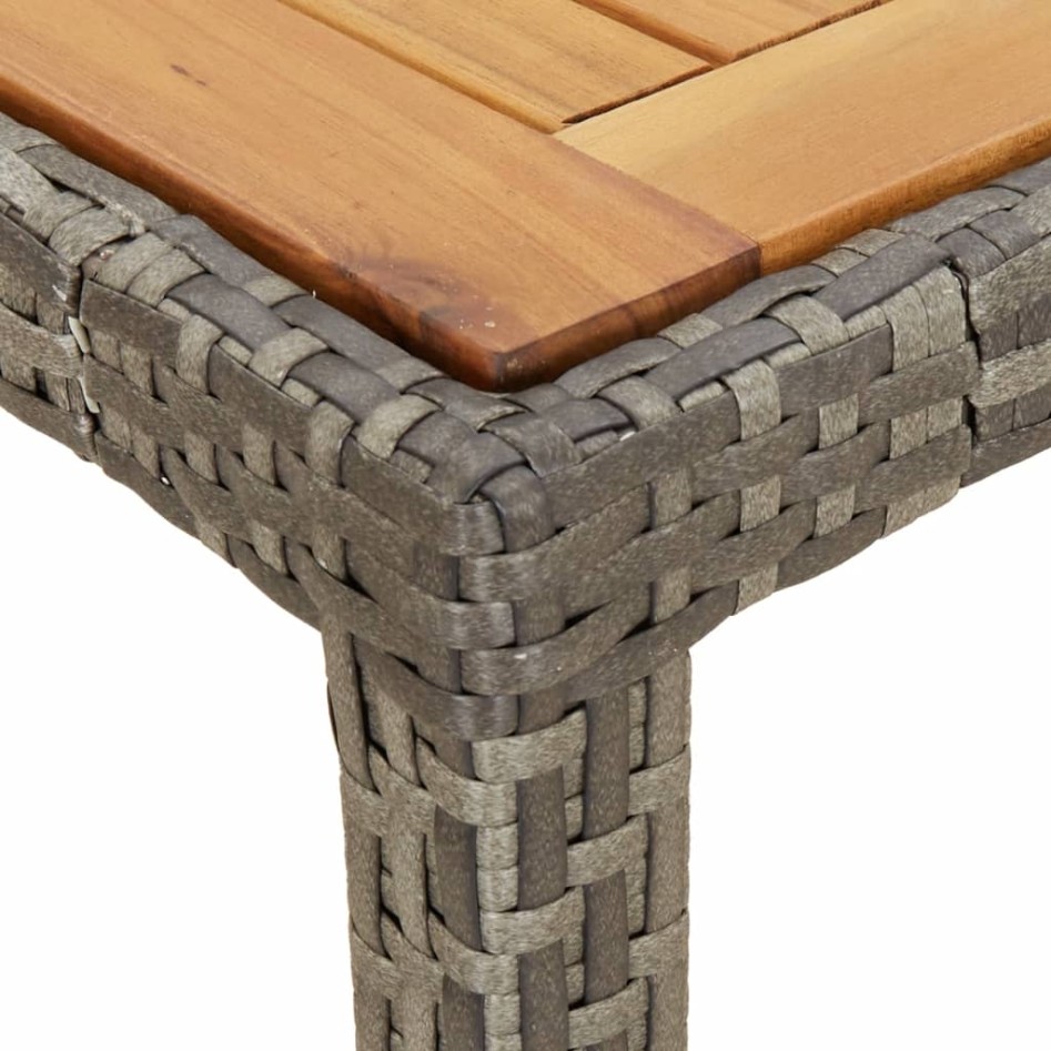 Mesa de jardín ratán sintético madera acacia gris 150x90x75
