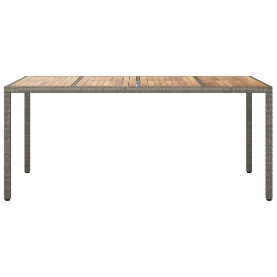 Mesa de jardín madera acacia ratán sintético gris 190x90x75