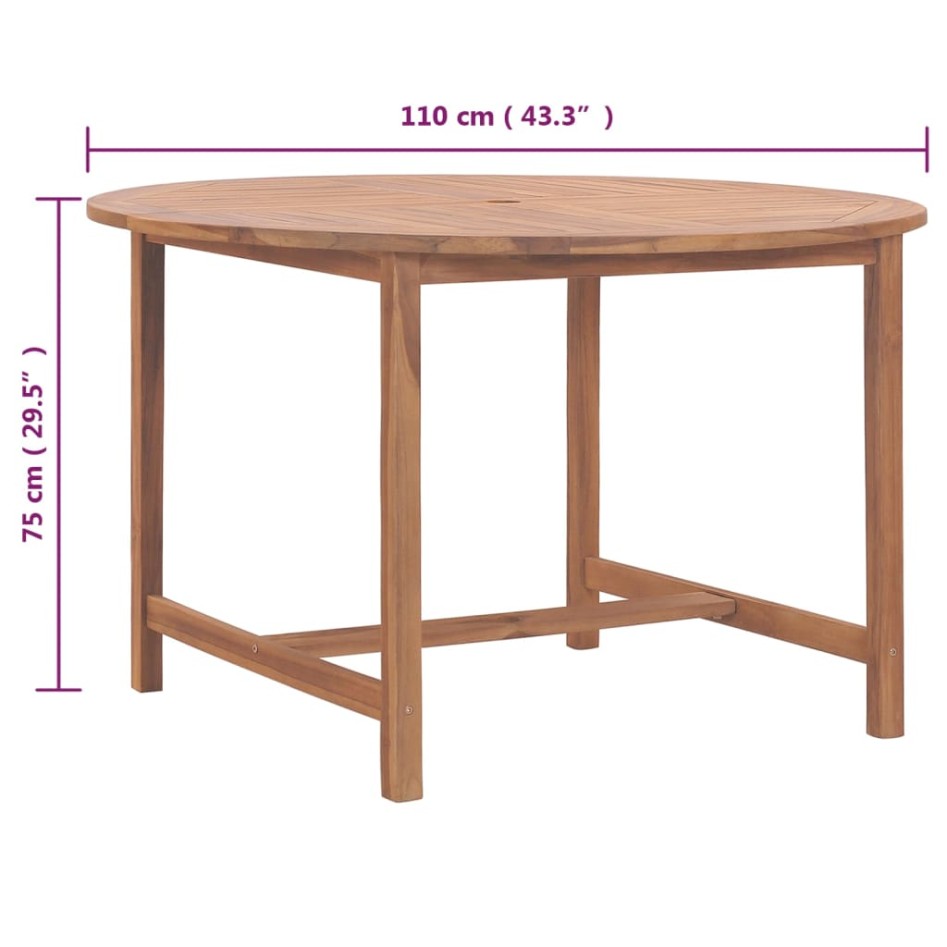 Mesa de comedor de jardín madera maciza de teca Ø110x75