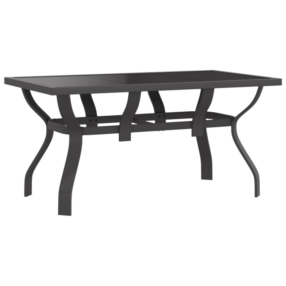 Mesa de jardín acero y vidrio gris y negro 140x70x70