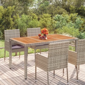 Mesa de jardín superficie de madera ratán PE gris 150x90x75