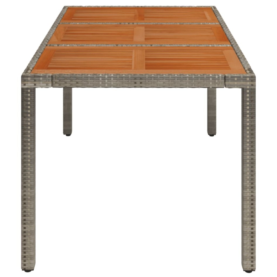 Mesa de jardín superficie de madera ratán PE gris 150x90x75
