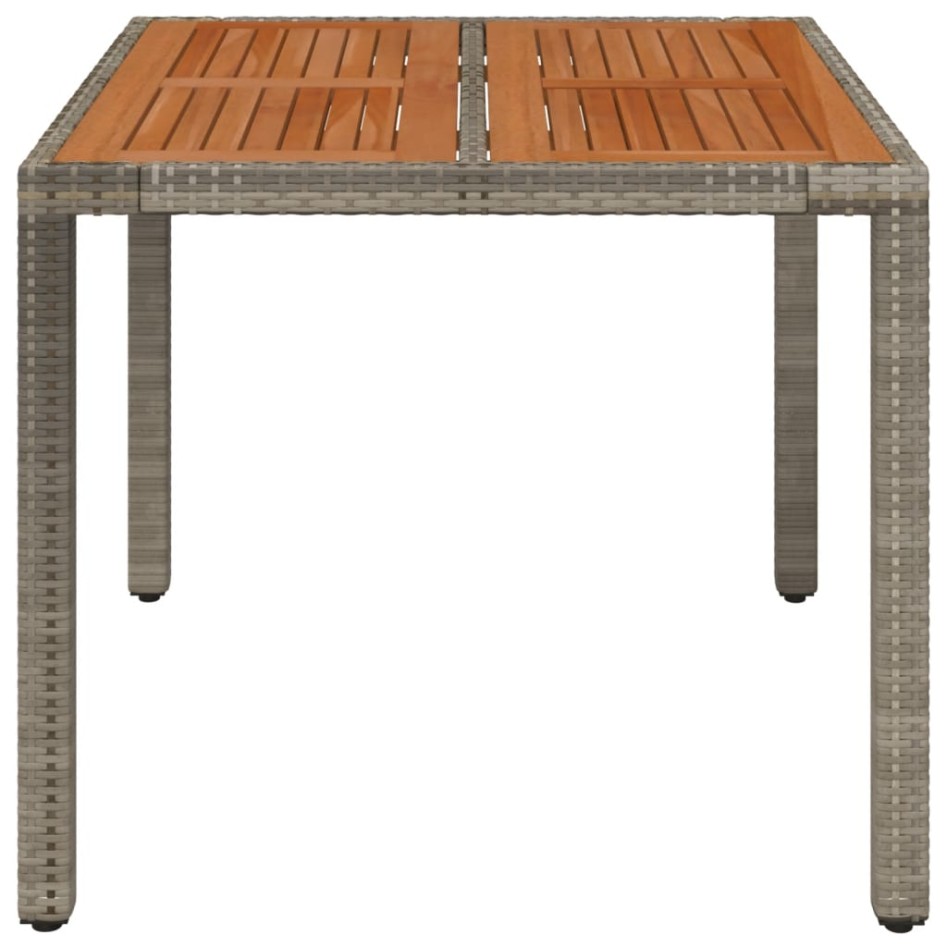 Mesa de jardín superficie de madera ratán PE gris 90x90x75