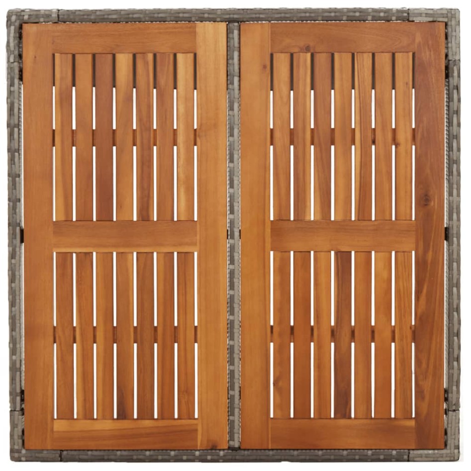 Mesa de jardín superficie de madera ratán PE gris 90x90x75
