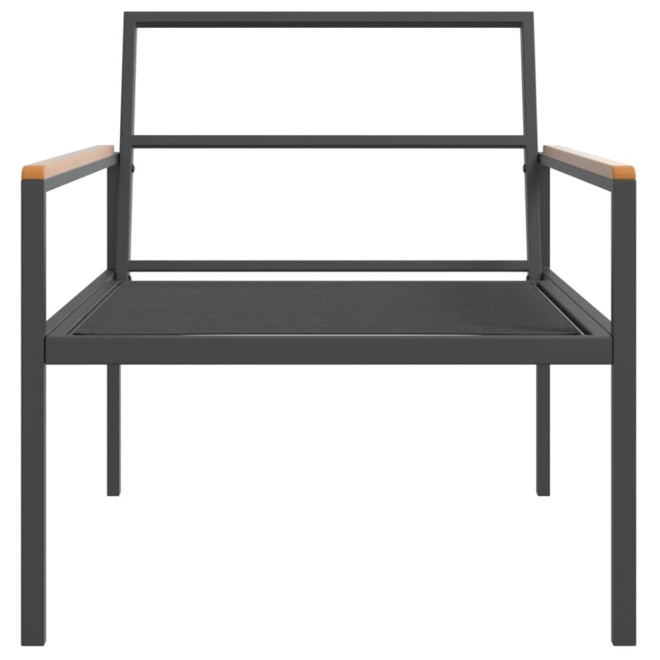 Juego muebles de jardín 3 pzas y cojines acero gris