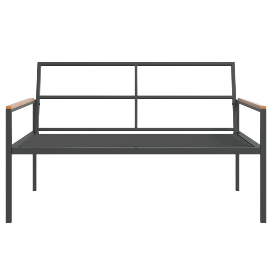 Juego muebles de jardín 3 pzas y cojines acero gris