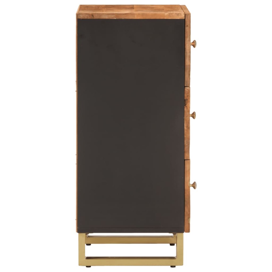 Mueble auxiliar madera maciza mango marrón/negro 40x33,5x75