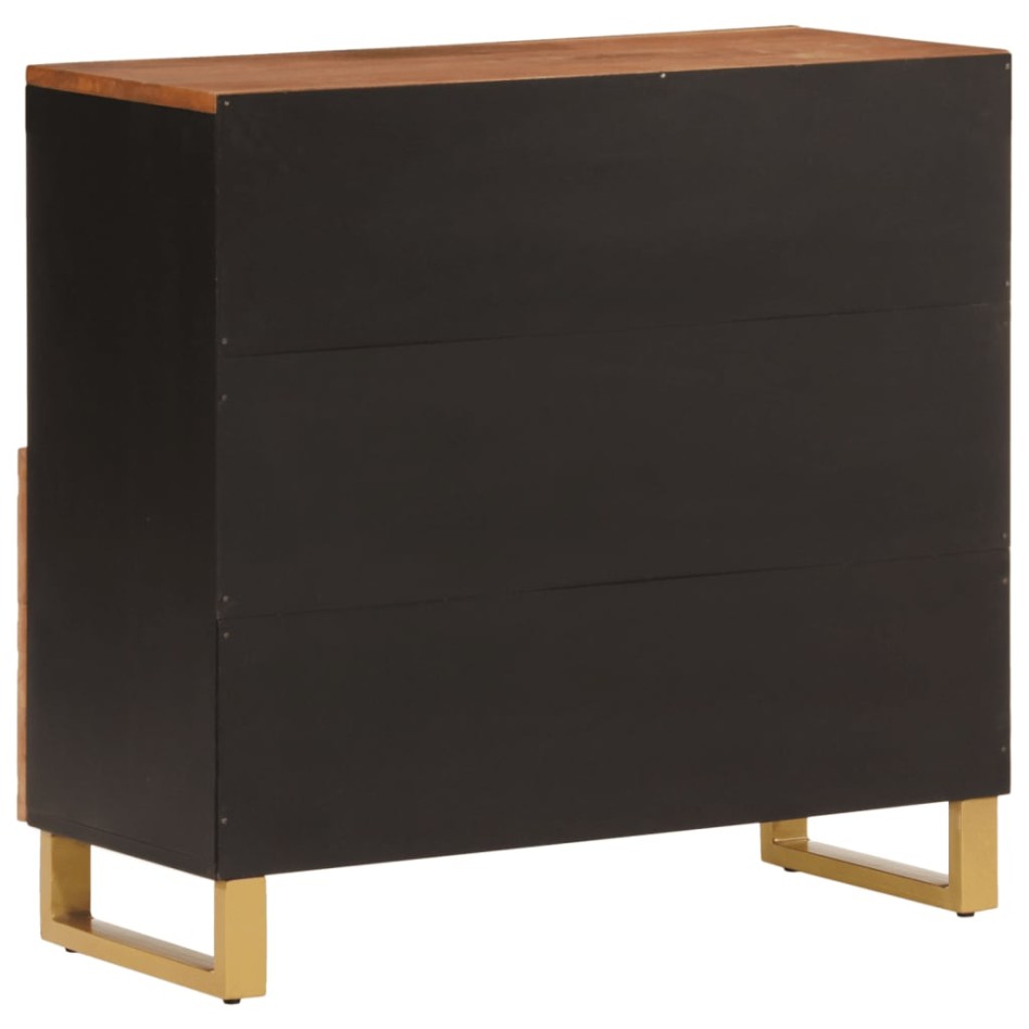Mueble auxiliar madera maciza mango marrón/negro 80x33,5x75