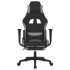 Silla gaming de masaje con reposapiés tela negro y gris