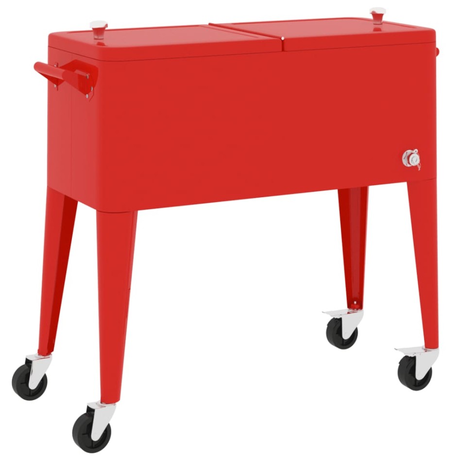 Carrito nevera con ruedas rojo 92x43x89
